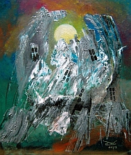 Der Untergang des Hauses Usher, l auf Pressspan, 24 x 21 cm, 2013 web nail 5cm
